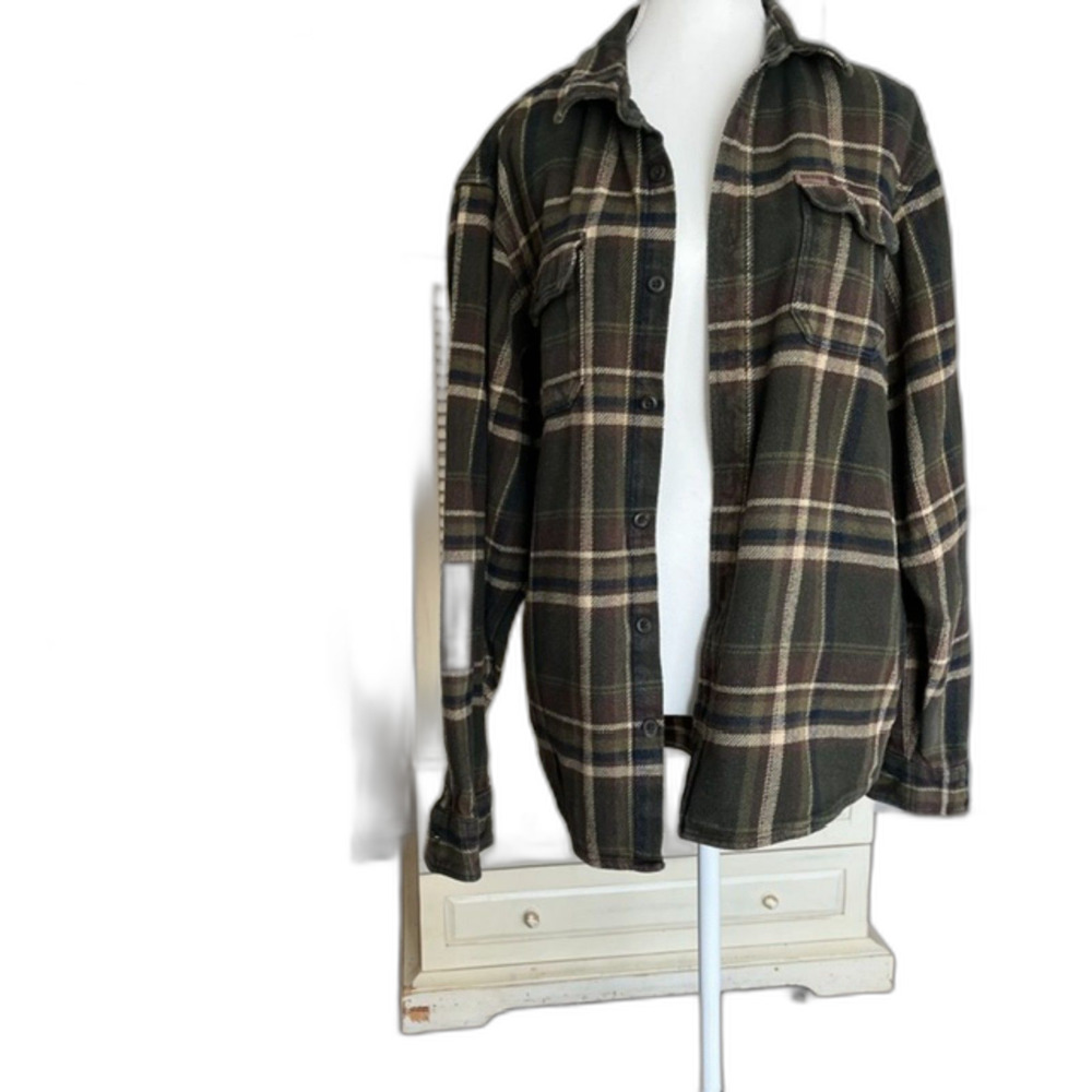 Orvis Classic Big Bear Heavyweight Flannel Shacket Men's Large Green Plaid